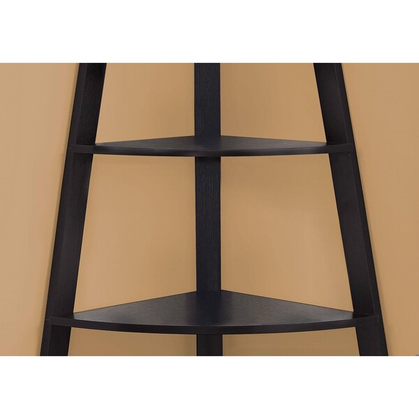 Homeroots 60 in. Cappuccino Corner Accent Etagere Bookcase - 332799