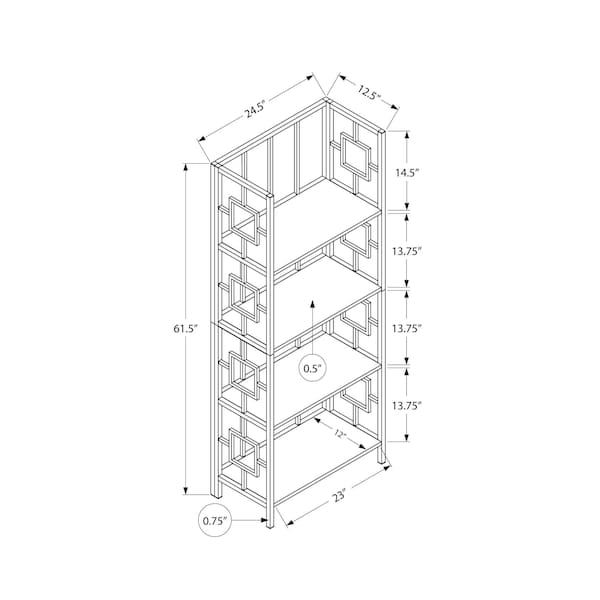 Homeroots 62 in. 4 Tier Bookcase Espresso with Black Metal Etagere - 376531