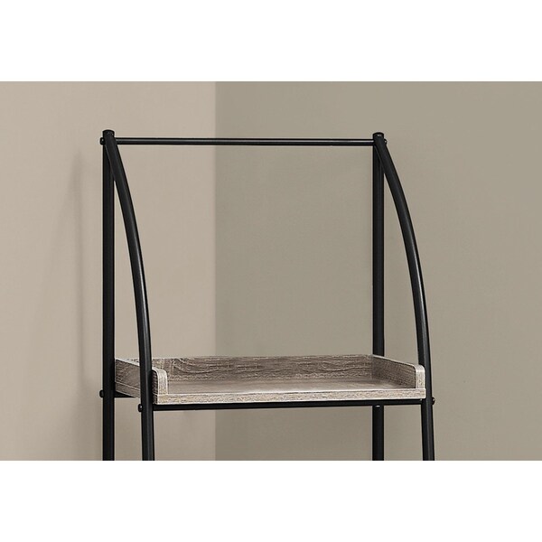 Homeroots 48 in. Dark Taupe MDF & Black Metal Bookshelf - 333424