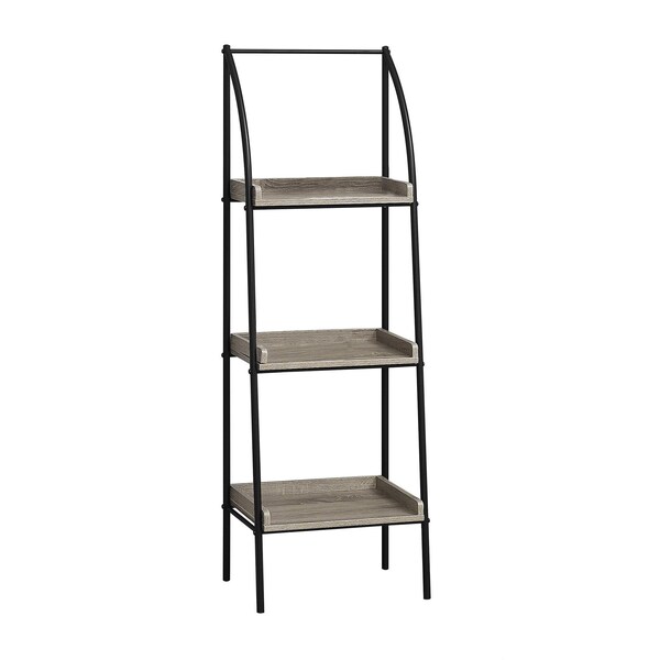 Homeroots 48 in. Dark Taupe MDF & Black Metal Bookshelf - 333424