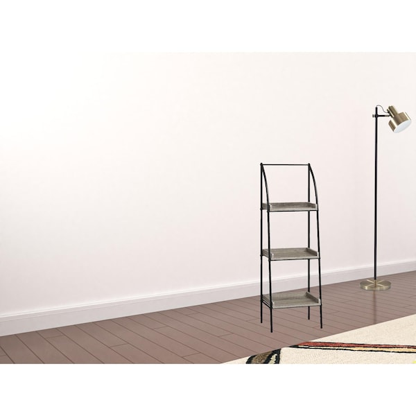 Homeroots 48 in. Dark Taupe MDF & Black Metal Bookshelf - 333424