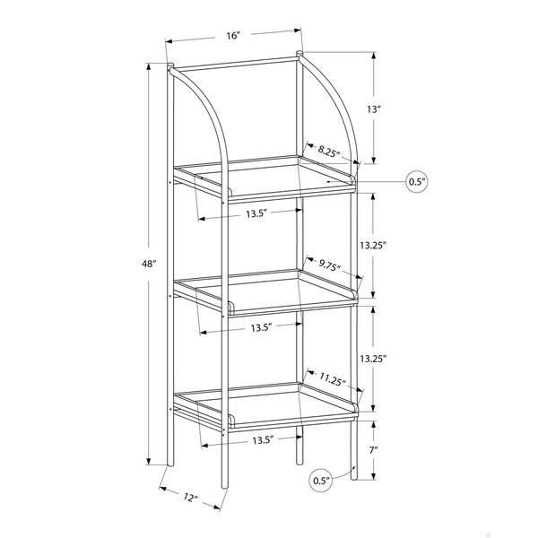 Homeroots 48 in. Dark Taupe MDF & Black Metal Bookshelf - 333424