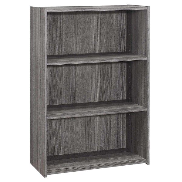 Homeroots Gray Reclaimed Wood-Look Bookcase with 3 Shelves 11.75 x 24.75 x 35.5 in. - 355731