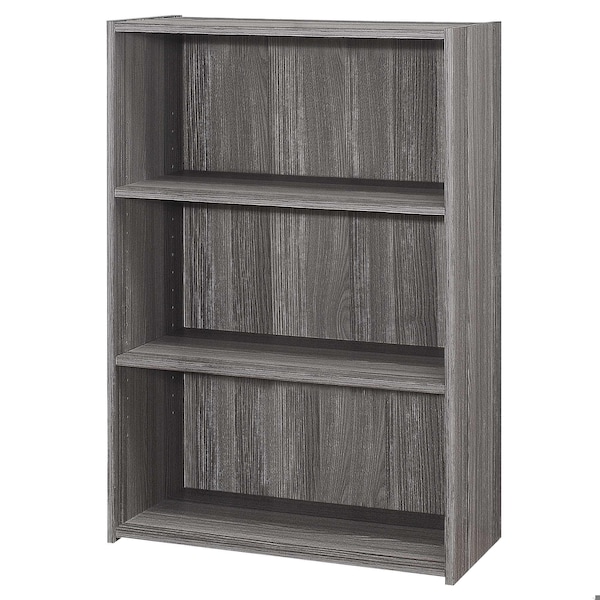 Homeroots Gray Reclaimed Wood-Look Bookcase with 3 Shelves 11.75 x 24.75 x 35.5 in. - 355731