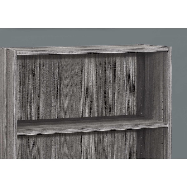 Homeroots Gray Reclaimed Wood-Look Bookcase with 3 Shelves 11.75 x 24.75 x 35.5 in. - 355731