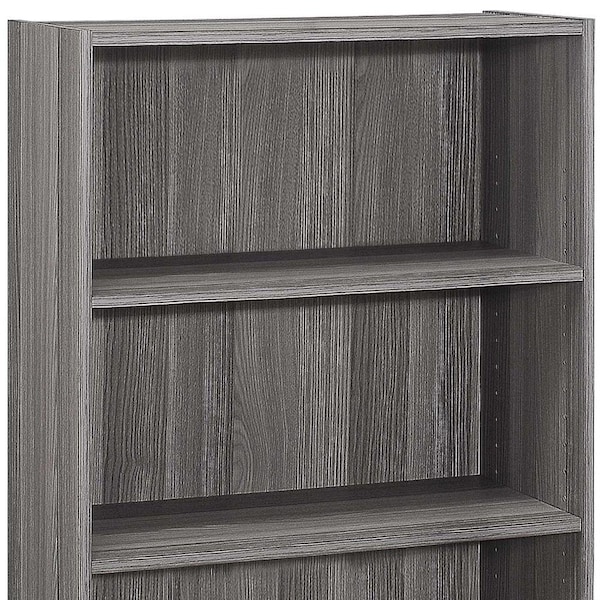 Homeroots Gray Reclaimed Wood-Look Bookcase with 3 Shelves 11.75 x 24.75 x 35.5 in. - 355731