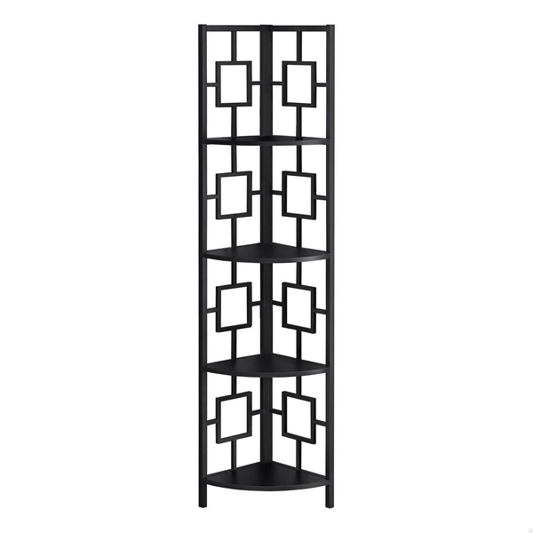 Homeroots 62 in. Metal Corner Black Bookcase with 4 Shelves - 376525