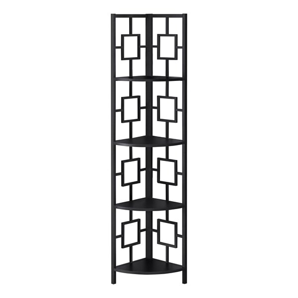 Homeroots 62 in. Metal Corner Black Bookcase with 4 Shelves - 376525