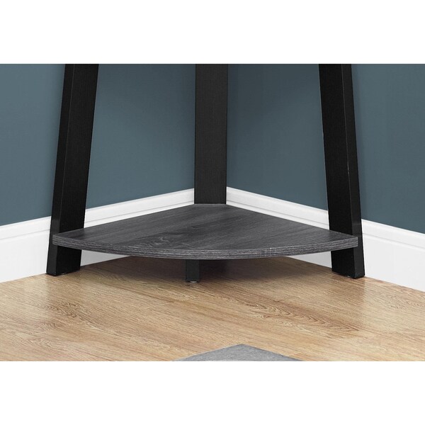 Homeroots 72 in. Grey & Black Particle BoardLaminate & MDF Corner Bookshelf - 332941