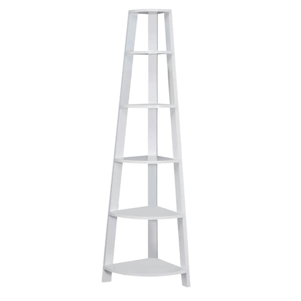 Homeroots 72 in. White Particle BoardLaminate & MDF Corner Bookshelf - 332852