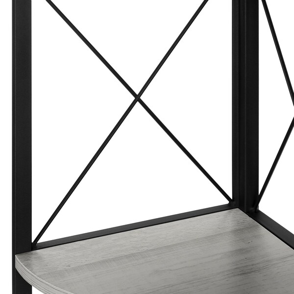 Monarch Specialties Bookshelf, Bookcase, Etagere, Corner, 4 Tier, 60"H, Office, Bedroom, Metal, Laminate, Grey, Black - I 3647