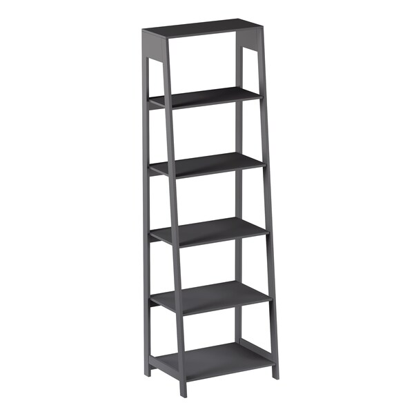 Hastings Home Ladder-Style 5-Tiered Bookcase, Gray - 471355MZH