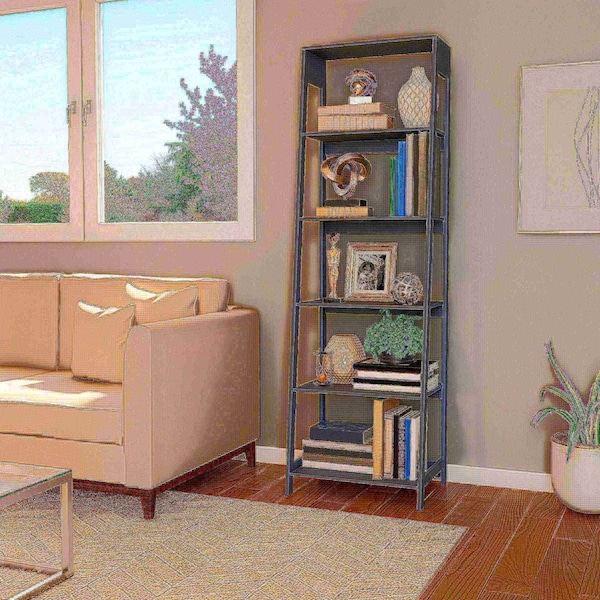 Hastings Home Ladder-Style 5-Tiered Bookcase, Gray - 471355MZH