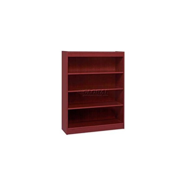 Sp Richards Lorell 4-Shelf Panel End Hardwood Veneer Bookcase, 36"W x 12"D x 48"H, Mahogany - LLR60072