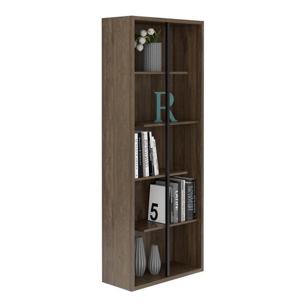 Techni Mobili Standard 5-Tier Wooden Bookcase, Walnut - RTA-987BC-WAL