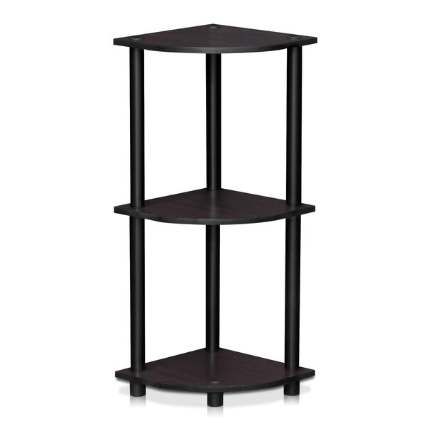 Furinno Furinno 12077DWN Turn-N-Tube 3-Tier Corner Display Rack Multipurpose Shelving Unit; Dark Walnut - 12077DWN