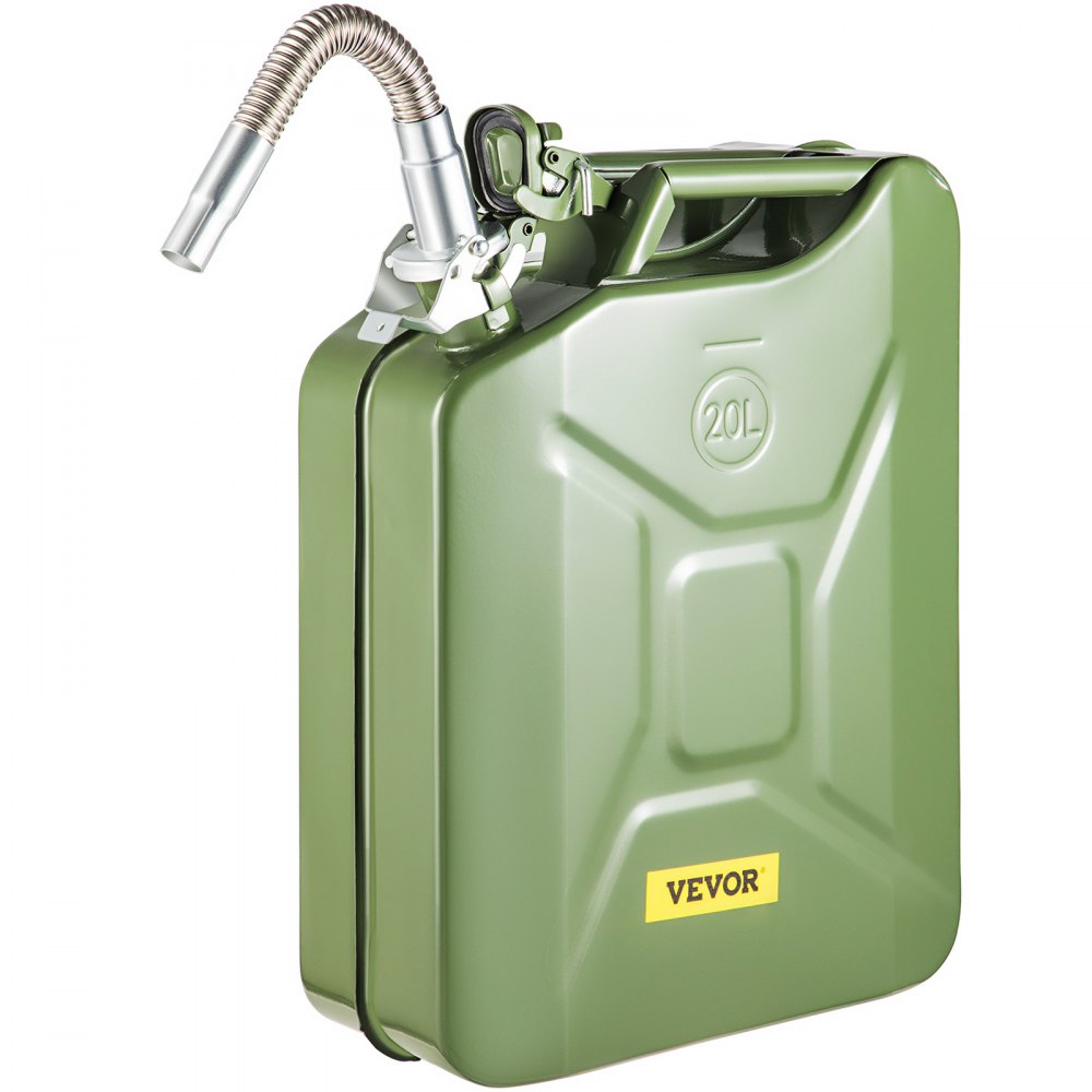 VEVOR Jerry Fuel Can, 5.3 Gallon / 20 L Portable Jerry Gas Can with Flexible Spout System, Rustproof ＆ Heat-resistant Steel Fuel Tank for Cars Trucks Equipment, Green - JBYTLSBDDWC3LJJGFV0