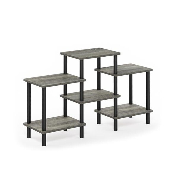 Furinno Furinno 18141GYW-BK Turn-N-Tube DIY Multipurpose Rack; French Oak Grey & Black - 42.40 x 25.12 x 11.61 in. - 18141GYW/BK