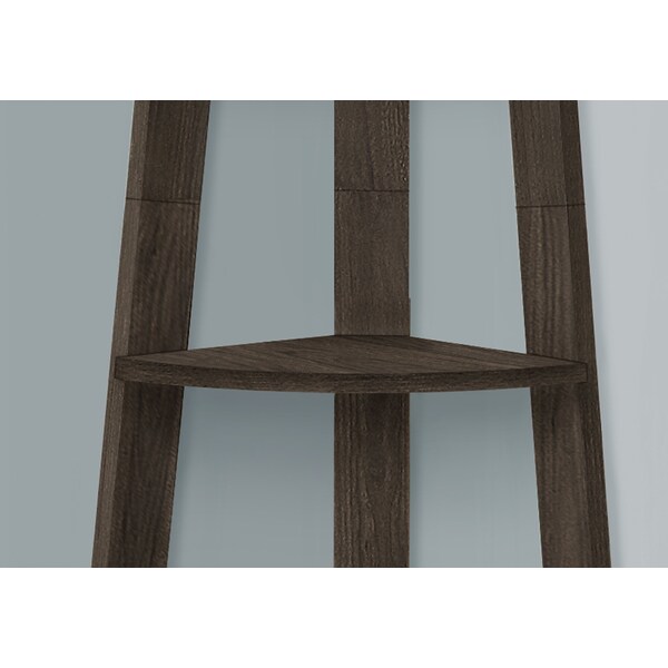 Monarch Specialties Bookshelf, Bookcase, Etagere, Corner, 5 Tier, 72 in.H, Office, Bedroom, Brown Laminate, Contemporary - I 2469