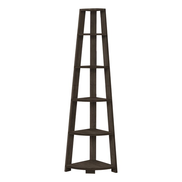 Monarch Specialties Bookshelf, Bookcase, Etagere, Corner, 5 Tier, 72 in.H, Office, Bedroom, Brown Laminate, Contemporary - I 2469