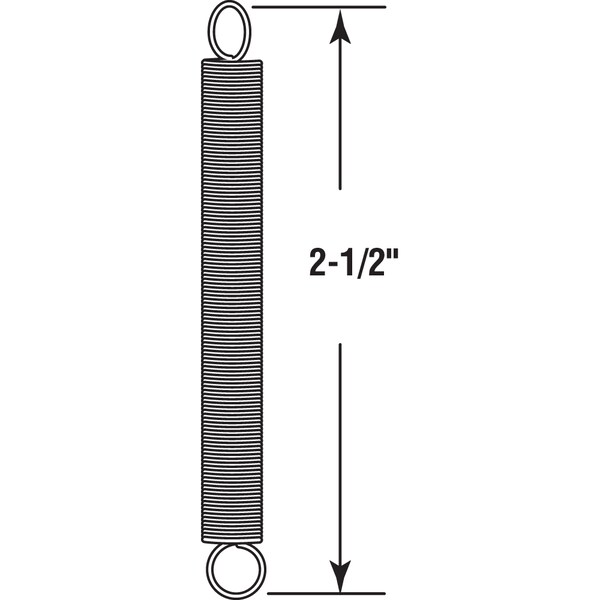 Prime-Line Extension Spring, 1/4 in. x 2-1/2 in. x 0.016 in., Steel, Single Loop, PK2 - SP 9607
