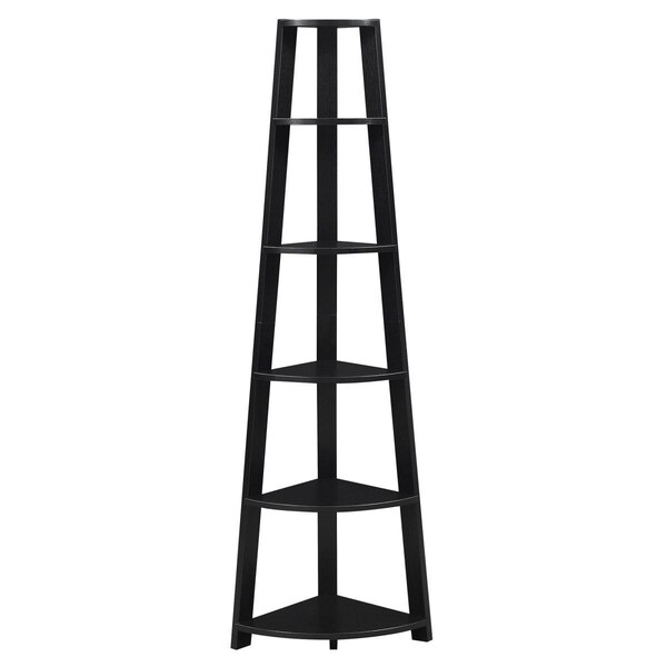Convenience Concepts 16.5 x 16.5 x 71 in. Newport 5 Tier Corner Bookcase Black - 121095BL