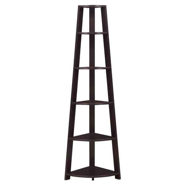 Convenience Concepts 16.5 x 16.5 x 71 in. Newport 5 Tier Corner Bookcase, Espresso - HI2540117