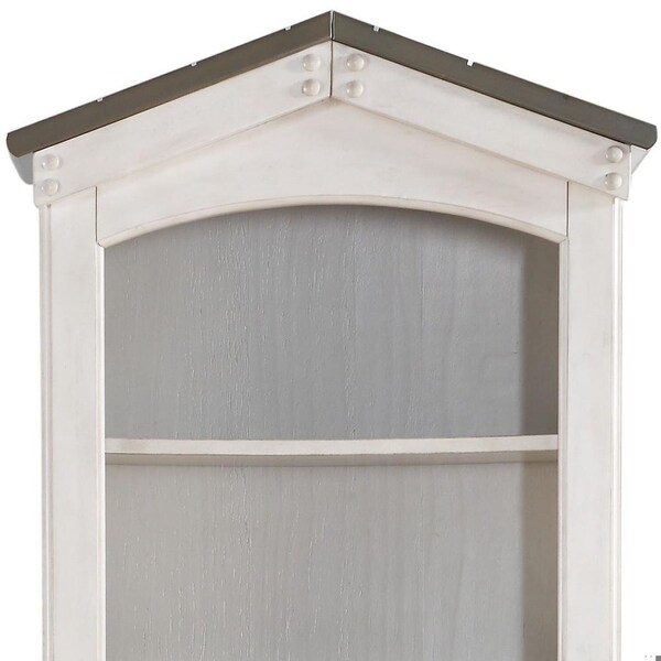 Homeroots 14 x 24 x 78 in. Weathered White Washed Gray Wood Bookcase - 347189