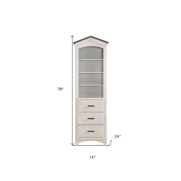 Homeroots 14 x 24 x 78 in. Weathered White Washed Gray Wood Bookcase - 347189