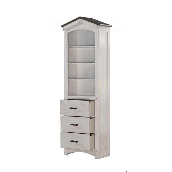 Homeroots 14 x 24 x 78 in. Weathered White Washed Gray Wood Bookcase - 347189