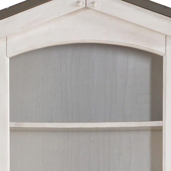 Homeroots 14 x 24 x 78 in. Weathered White Washed Gray Wood Bookcase - 347189