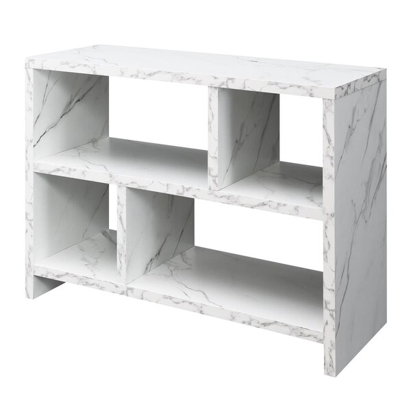 Convenience Concepts Northfield Console 3 Tier Bookcase, White Faux Marble - CO54167