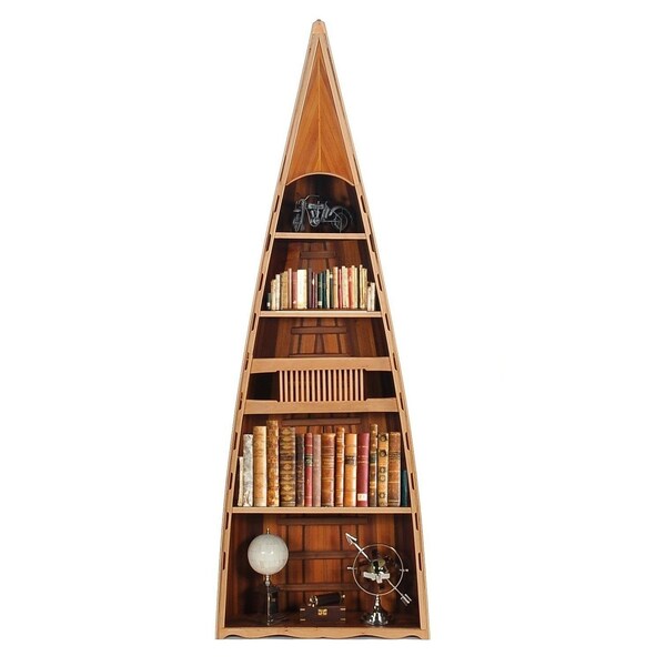 Homeroots Wooden Canoe Book Shelf 31 x 90 x 20.5 in. - 364286