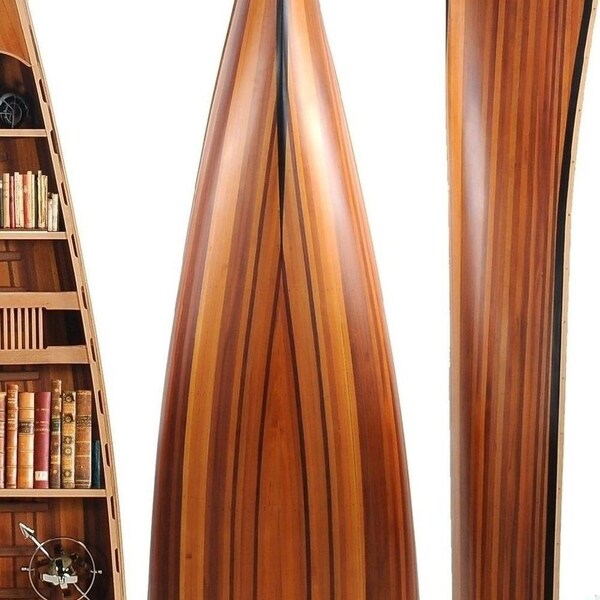 Homeroots Wooden Canoe Book Shelf 31 x 90 x 20.5 in. - 364286