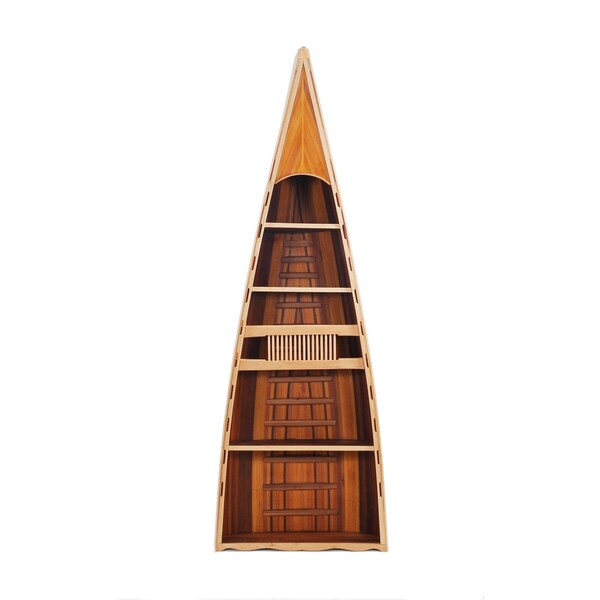 Homeroots Wooden Canoe Book Shelf 31 x 90 x 20.5 in. - 364286