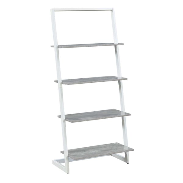 Convenience Concepts Graystone 4 Tier Ladder Bookcase & Shelf, Faux Birch & White Frame - 25.25 x 57 x 18 in. - HI2539864