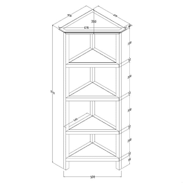 Homeroots 60 in. Bookcase with 2 Shelves, White - 379944