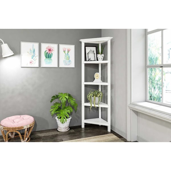 Homeroots 60 in. Bookcase with 2 Shelves, White - 379944