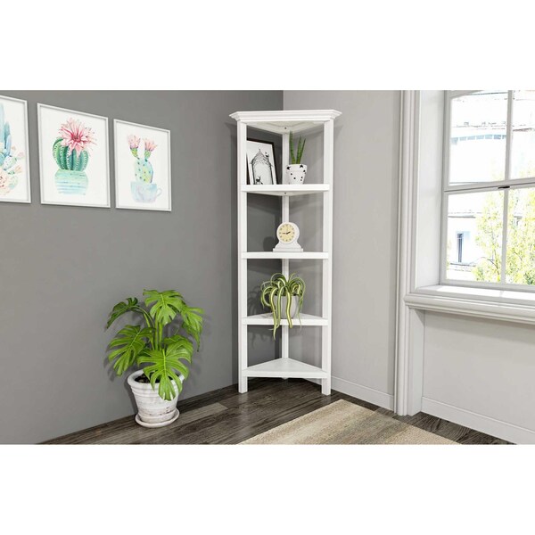 Homeroots 60 in. Bookcase with 2 Shelves, White - 379944