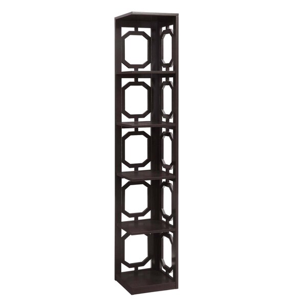 Convenience Concepts Omega 5 Tier Corner Bookcase, Espresso - 12 x 12 x 63.75 in. - HI2539922