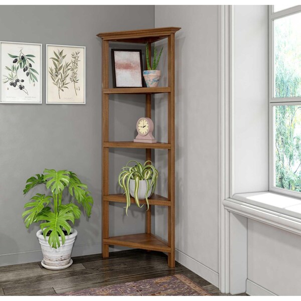 Homeroots 60 in. Bookcase with 3 Shelves in Walnut - 379945
