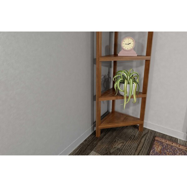 Homeroots 60 in. Bookcase with 3 Shelves in Walnut - 379945
