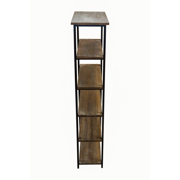 Alaterre Furniture Pomona 70"H 5-Shelf Metal and Solid Wood Bookcase - AMBA0820