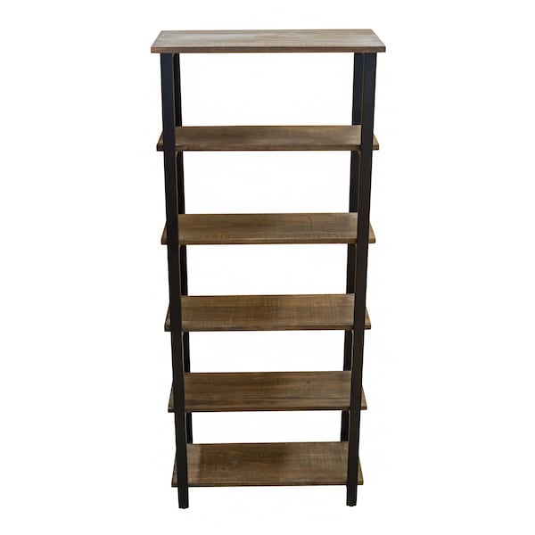 Alaterre Furniture Pomona 70"H 5-Shelf Metal and Solid Wood Bookcase - AMBA0820