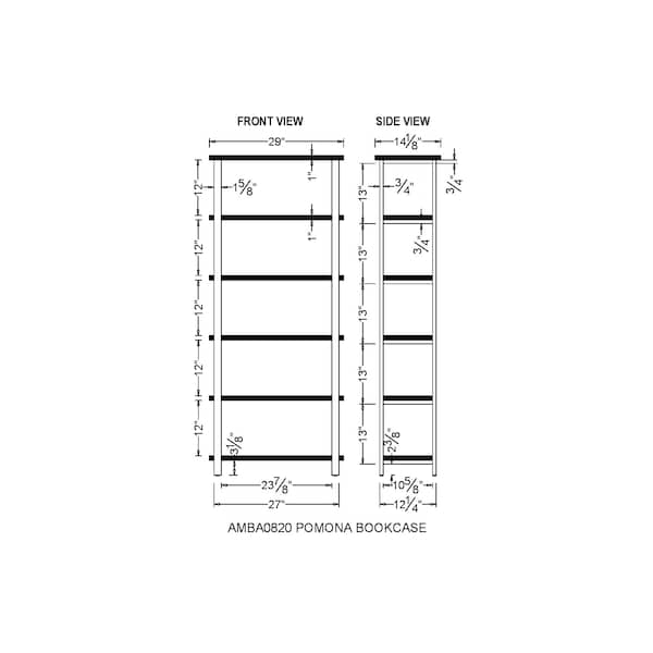 Alaterre Furniture Pomona 70"H 5-Shelf Metal and Solid Wood Bookcase - AMBA0820