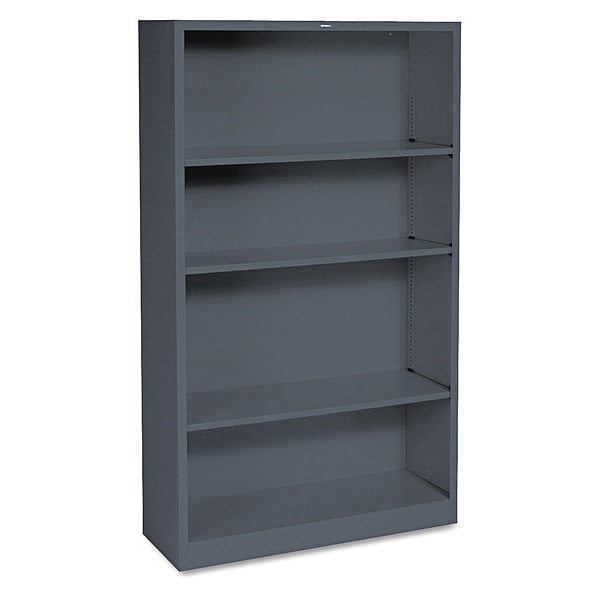 Hon Metal Bookcase, Four-Shelf, 34-1/2w x 12-5/8d x 59h, Charcoal - HS60ABC.S