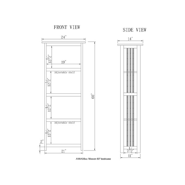 Alaterre Furniture Mission 60" Bookcase, Cherry - AMIA0860