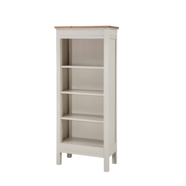 Alaterre Furniture Savannah Tall Bookcase, Ivory with Natural Wood Top - ASVA08IVW
