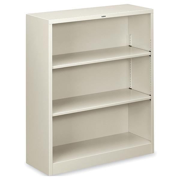 Hon Metal Bookcase, Three-Shelf, 34-1/2w x 12-5/8d x 41h, Light Gray - HS42ABC.Q