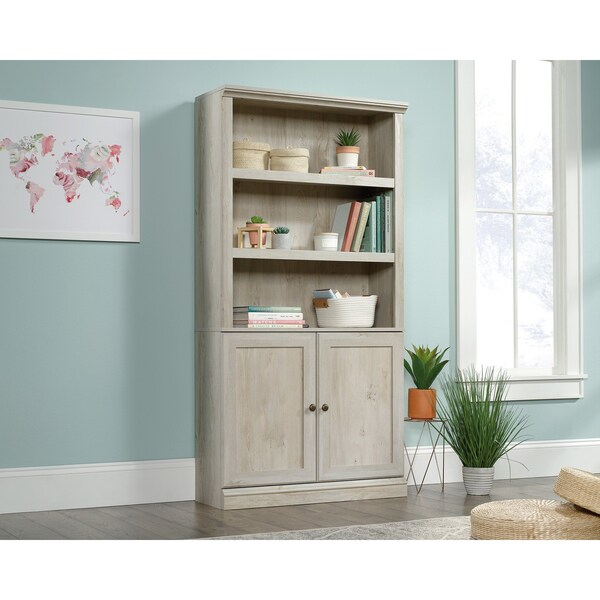 Sauder 5 Shelf Bookcase W/doors Chc , Three adjustable shelves for flexible storage options - 426310